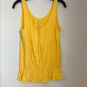 Sonoma Yellow Button Front Drawstring Peplum Tank Top size large